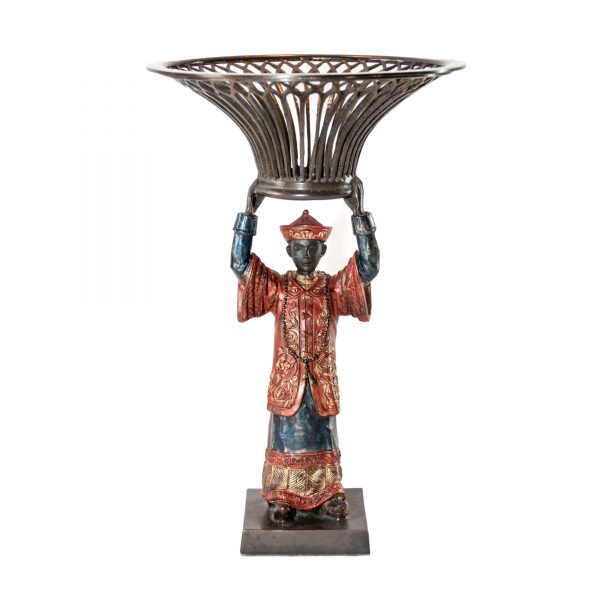 Bronze Man Holding Basket