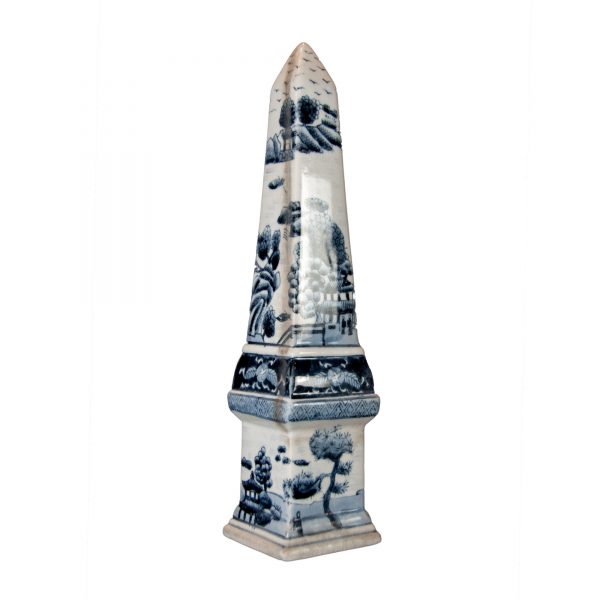 Pair of Blue and White Obelisks
