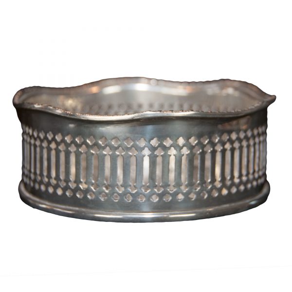 Pierced Silver Plated Wine Bottle Coaster