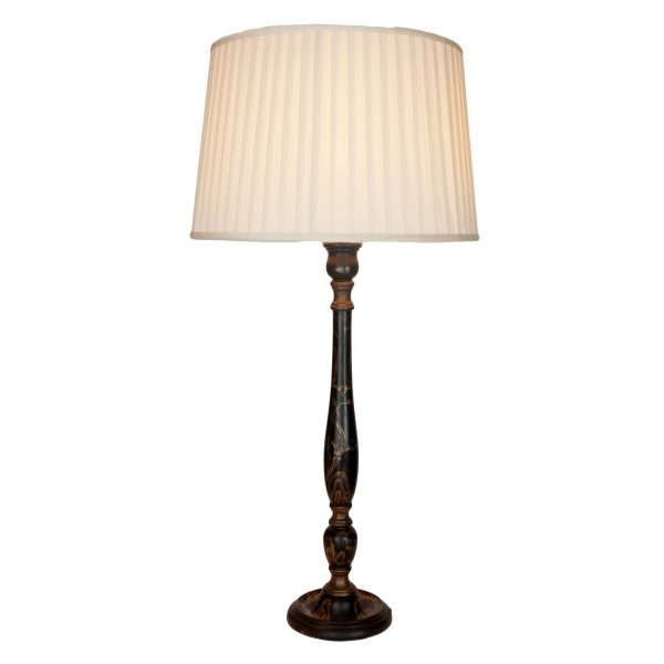 Chinoiserie Black Wood Lamp