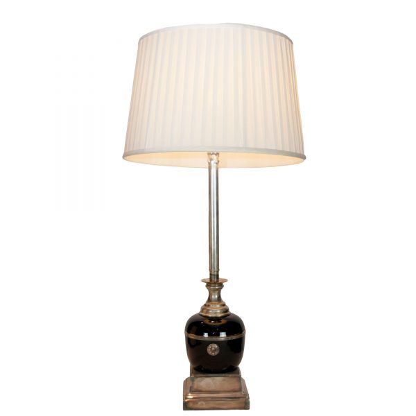 Campbell Silver Candle Lamp with Black Ceramic Urn Base