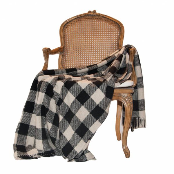 Black & Cream Check Pure Cashmir Throw