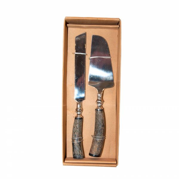 Boxed Set of Two Rustic Wood Handles Dessert Servers