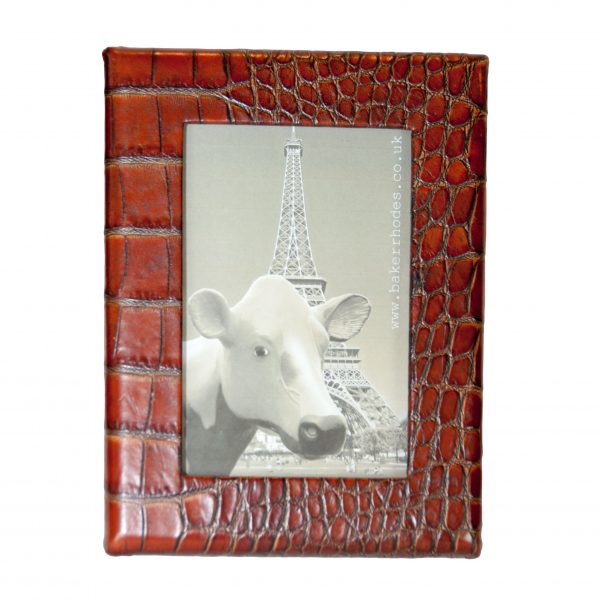 Embossed Brown Leather Picture Frame 6x4