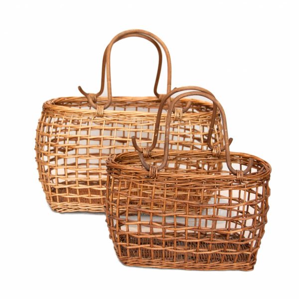 Set of Two Cane Baskets