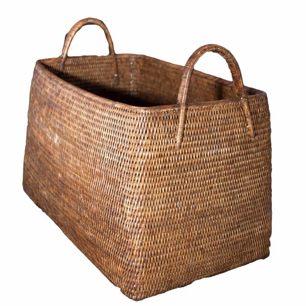 Large Natural Handwoven Rattan Basket with Handles