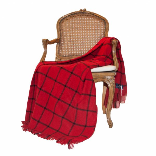Red & Black Check  Pure Cashmir Throw
