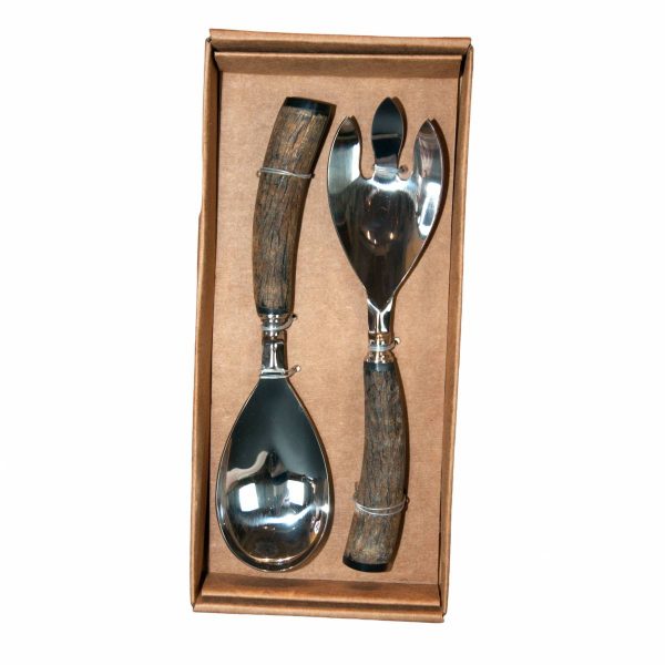 Boxed Set of Two Bone Handled Salad Servers