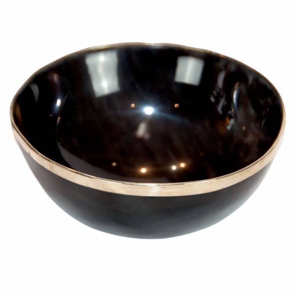 Small Round Bone Bowl with Silver Rim