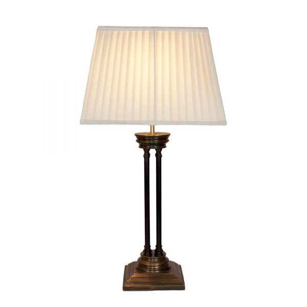 Carew Antiqued Brass Four Column Lamp on Square Base