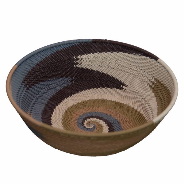 Earthtone Large Round Handwoven Telephone Wire Basket