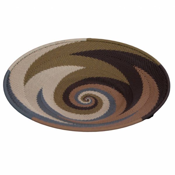 Earthtone Medium Round Handwoven Telephone Wire Platter