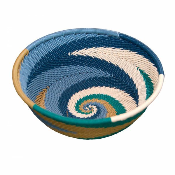 Ocean Small Round Handwoven Telephone Wire Basket