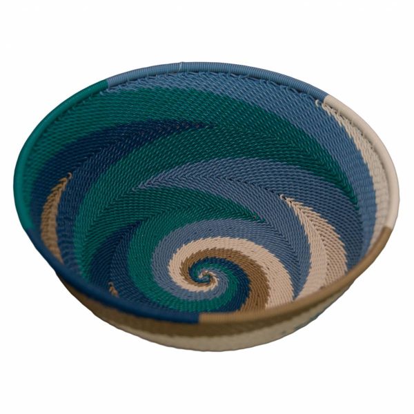 Ocean Medium Round Handwoven Telephone Wire Basket